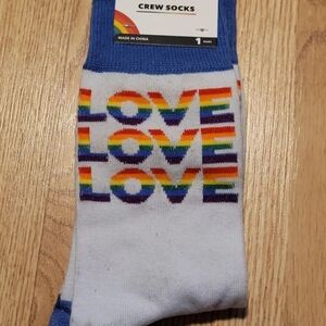 Pride Love Is Love Women's Crew Socks Fits Shoe Size: 6-12 Colorful